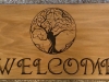 609  routed wood address sign with fantasy tree carving
